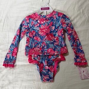 Tommy Bahama Pink and Blue Floral Kids Rashguard Set